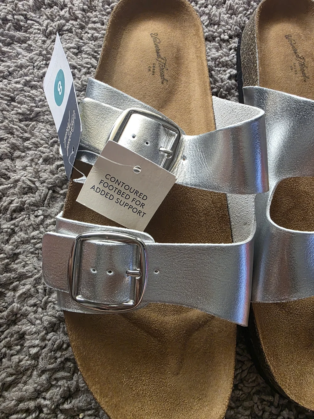 Universal Thread Silver Double-Buckle Slide Sandals